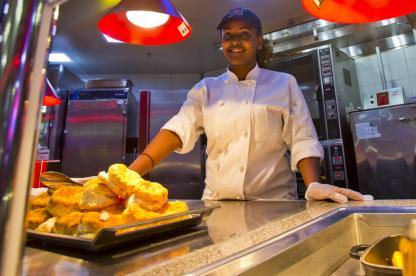 worker serving food