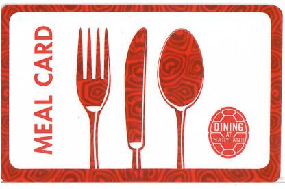 Meal card with folk, knife, spoon on it
